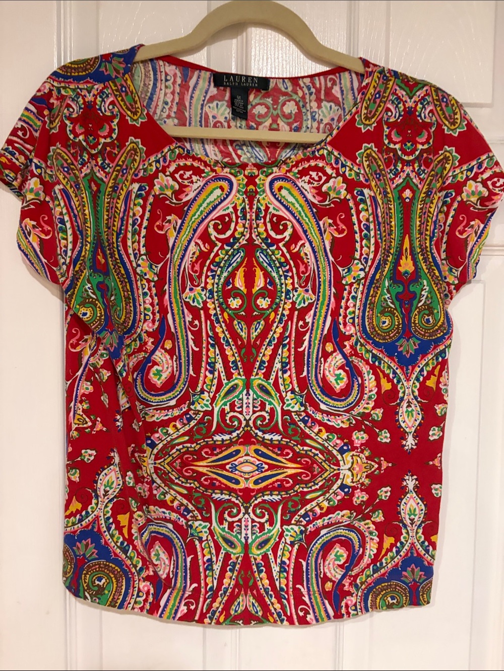 Lauren Ralph Lauren Red Paisley Short Sleeve Tee
